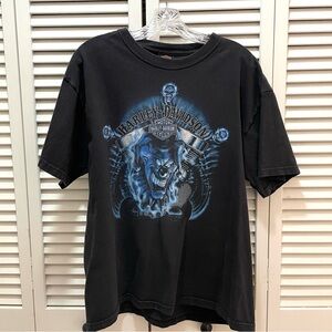 Harley Davidson Black Las Vegas Clown Biker Graphic Tee Shirt